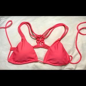 American eagle coral tie bikini top size small